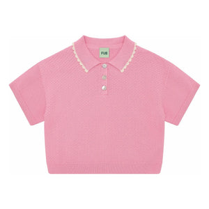 FUB - Polo Oversize de piqué fino de algodón orgánico | Rosa caramelo
