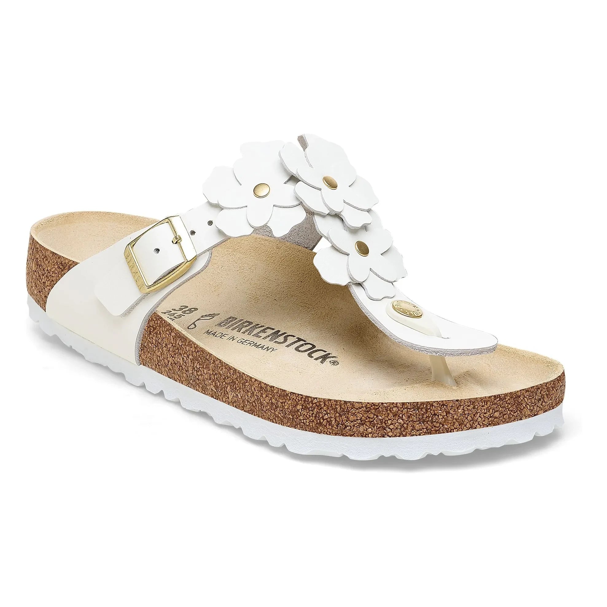 BIRKENSTOCK - Sandalias Gizeh con flores de piel natural | Blanco