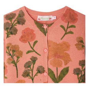 Bonpoint - Mina Fleuri Organik Pamuklu Hırka | Pembe