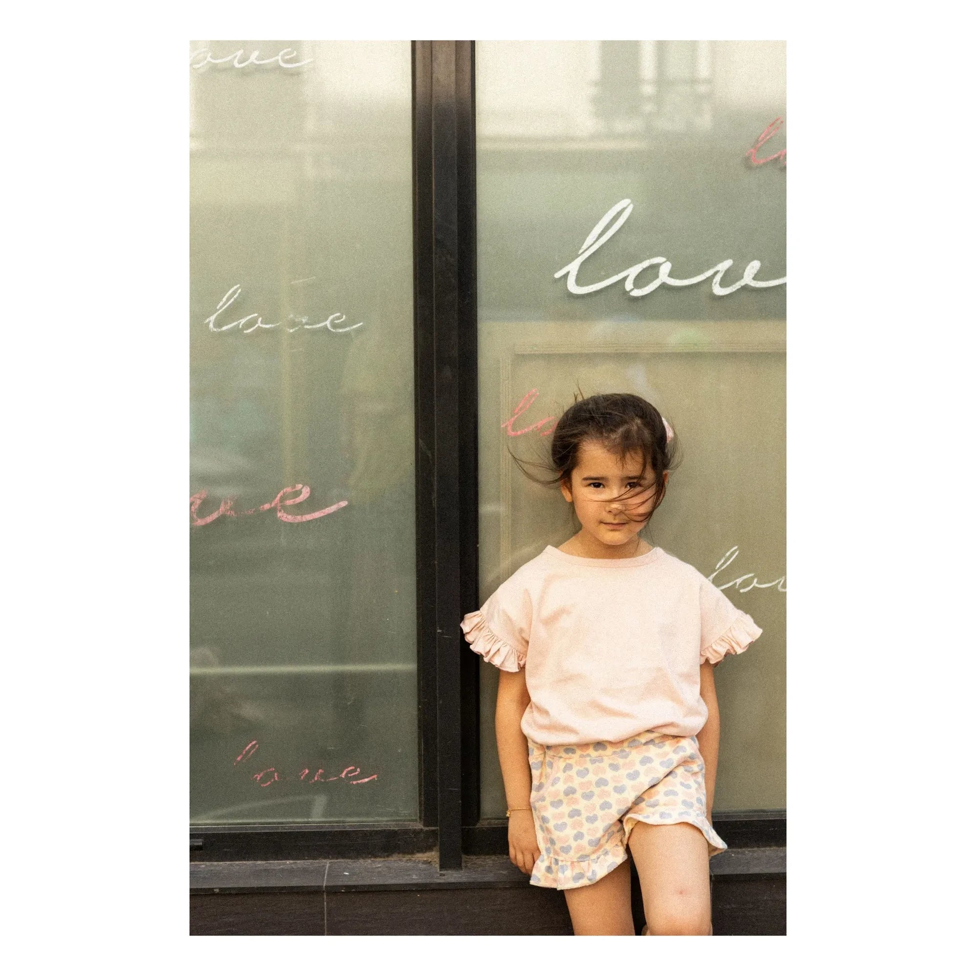 Louis Louise - Shorts con Volantes Astrée Felpa Corazones | Rosa Empolvado