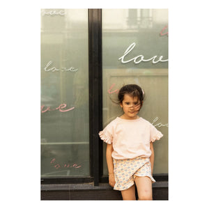 Louis Louise - Shorts con Volantes Astrée Felpa Corazones | Rosa Empolvado