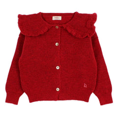 Búho - Cárdigan para niña cuello Claudine | Rojo cereza