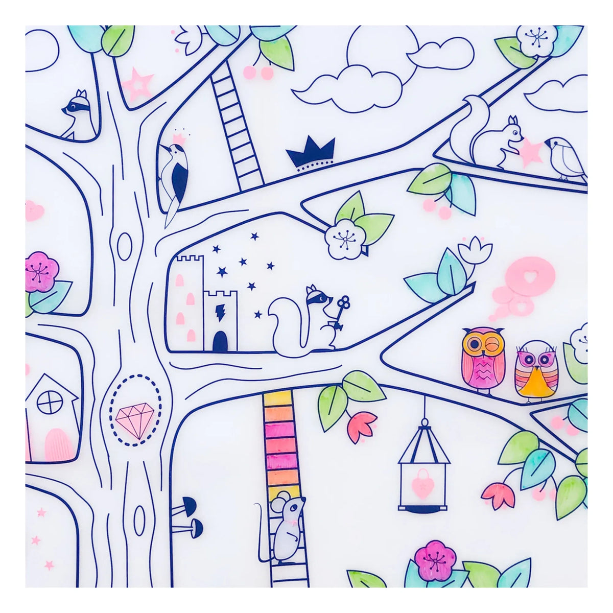 Superpetit - 5 rotuladores de fieltro y manteles individuales para colorear "Árbol mágico rosa" con pulsera