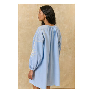 Louise Misha - Vestido de algodón orgánico Janice | Azul