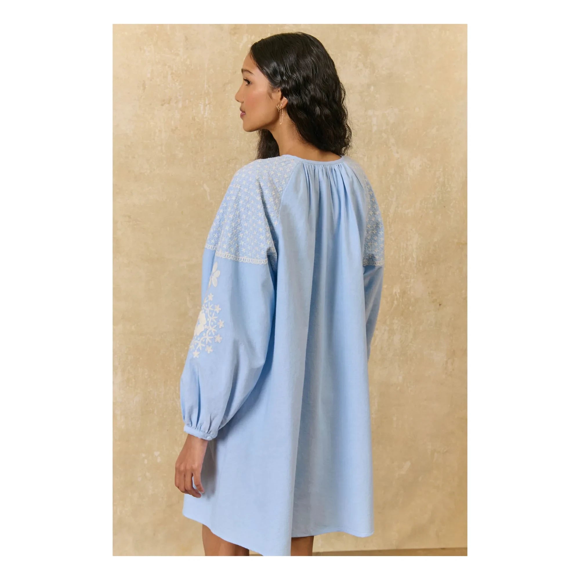 Louise Misha - Vestido de algodón orgánico Janice | Azul