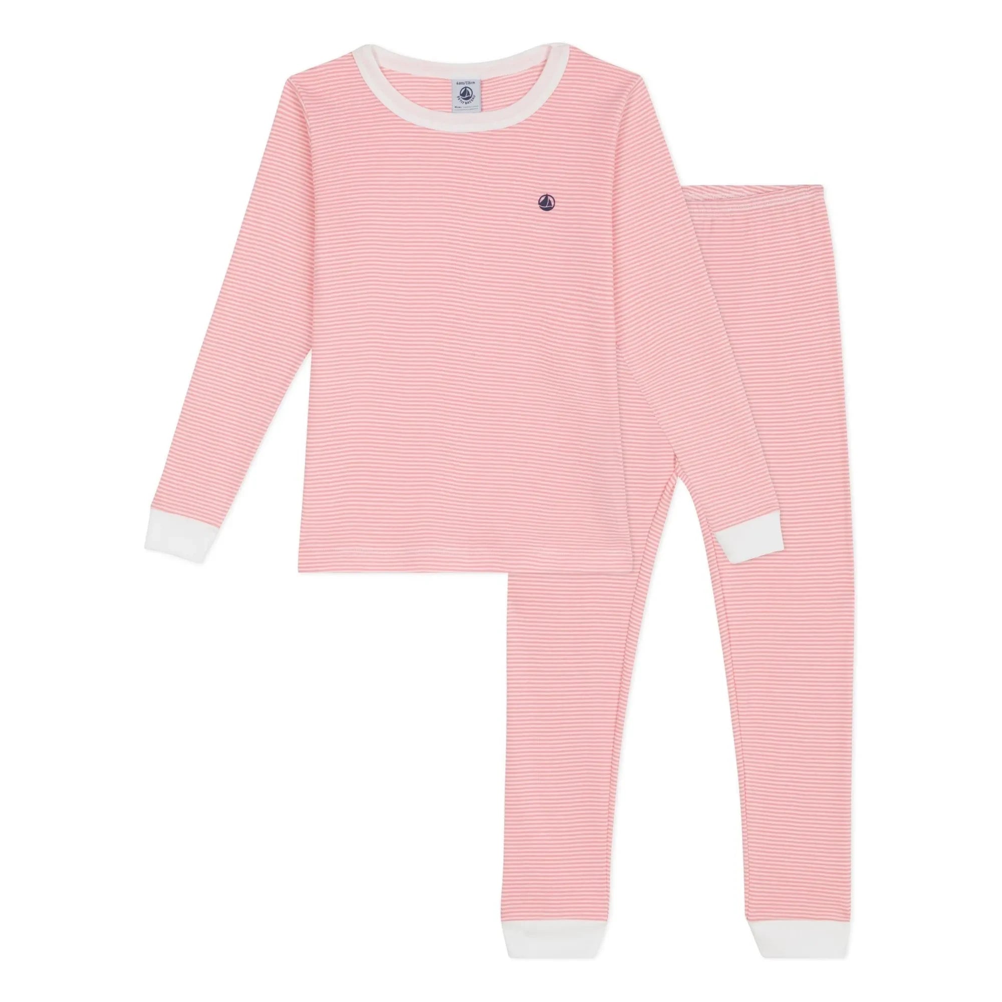 Petit Bateau - Pijama de rayas ajustado de algodón orgánico Milleraies | Rojo