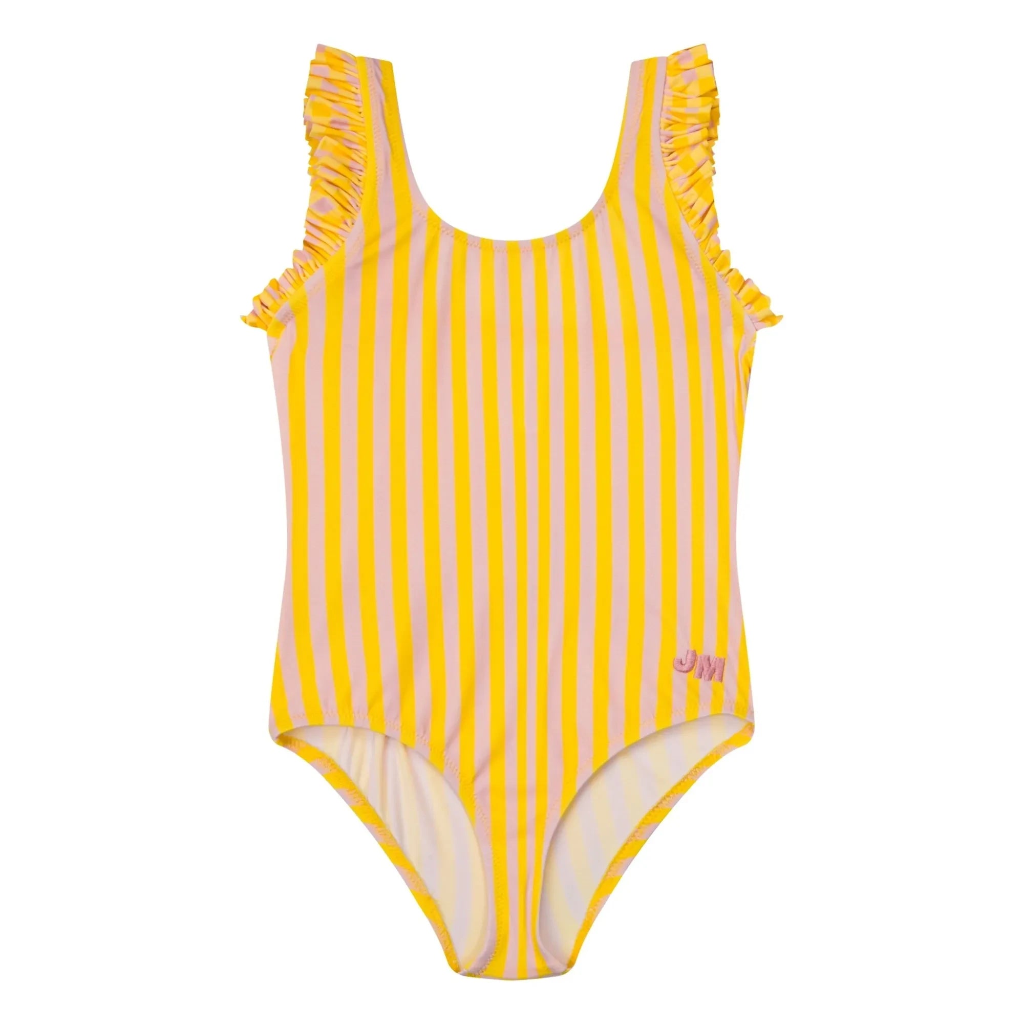 Jera Mini - Traje de baño con volantes a rayas | Amarillo