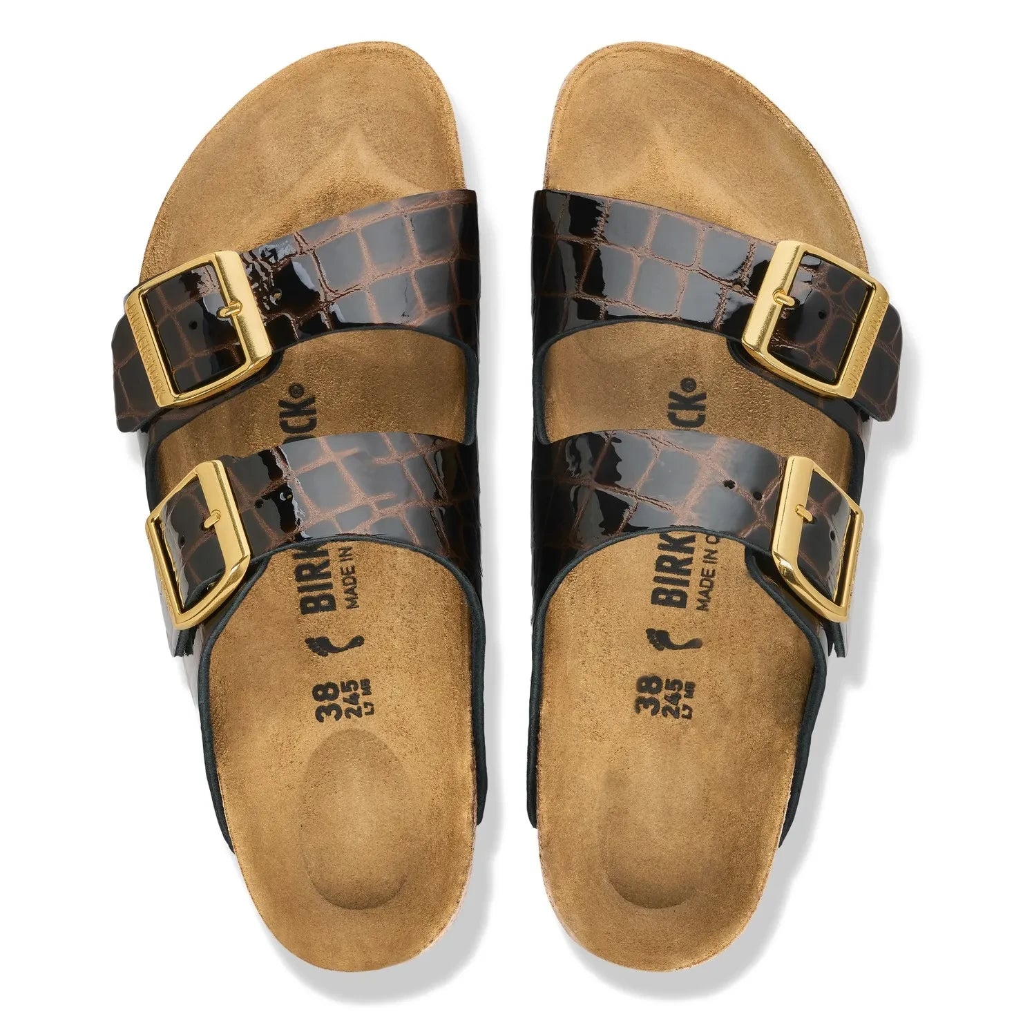 BIRKENSTOCK - Timsah Desenli Deri Arizona Sandalet | Siyah