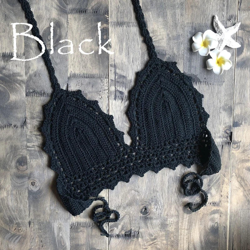 Jesminda - Örme Siyah Seksi Bikini Üstü
