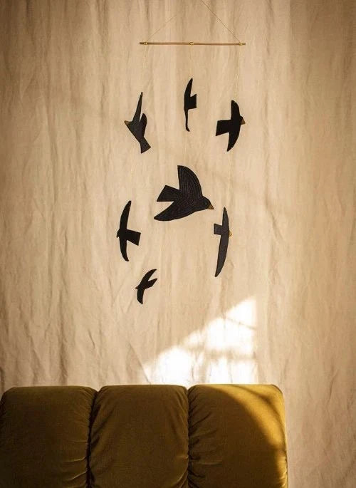 Muskhane - Birdy Mobile hecho de fieltro | Negro
