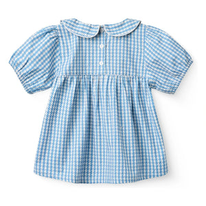 Copenhagen Colors - Blusa de Algodón Orgánico con Cuello Claudine y Topos | Azul