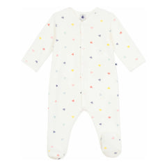 Petit Bateau - Pijama de terciopelo con corazones | Blanco