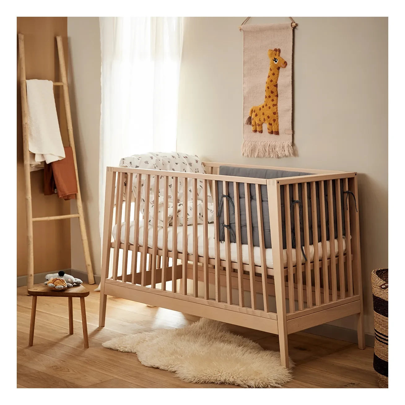 Leander - Bumper de algodón orgánico Linea y Luna | Gris