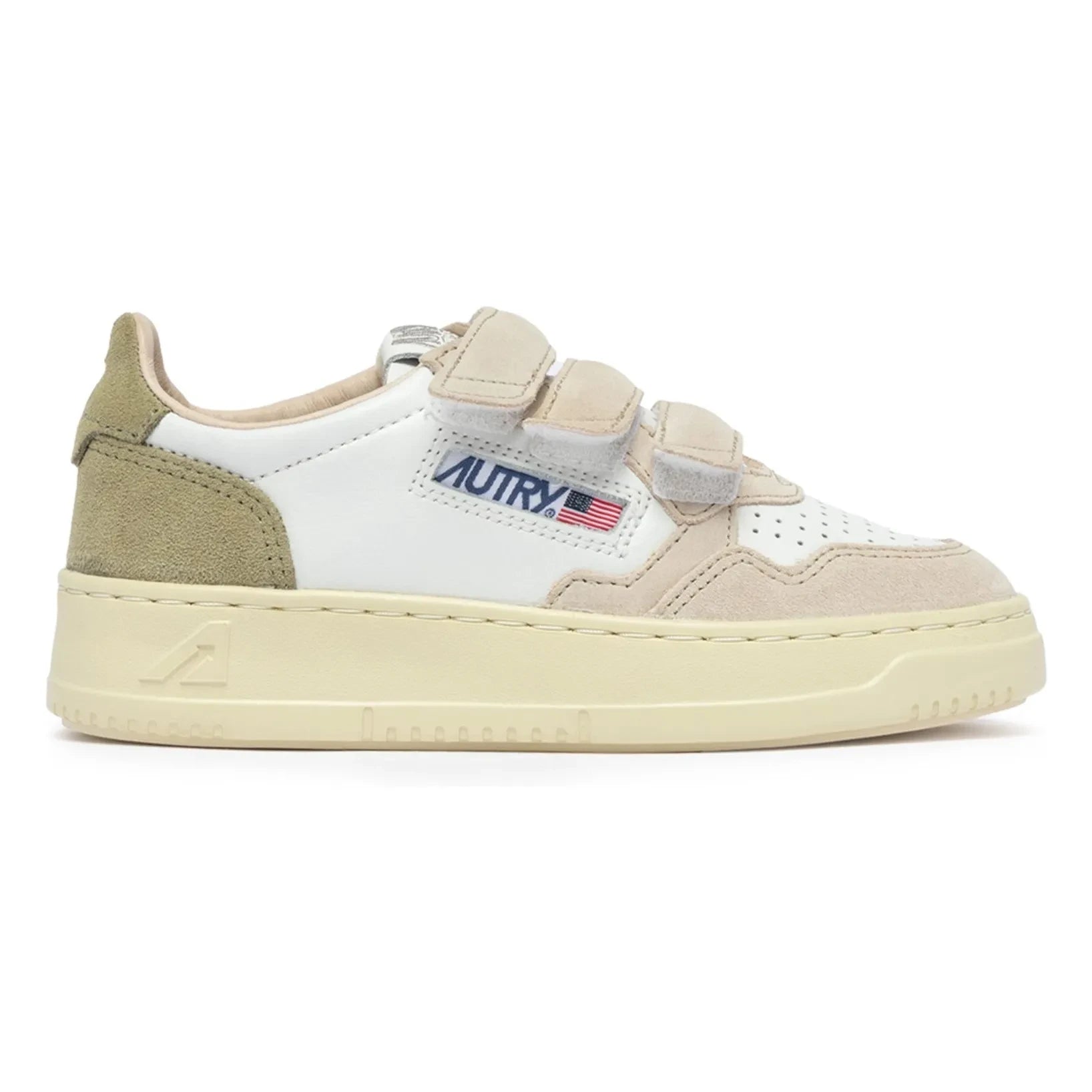 Autry - Zapatillas deportivas bajas de ante tricolor Kidstripes para niños | Caqui claro
