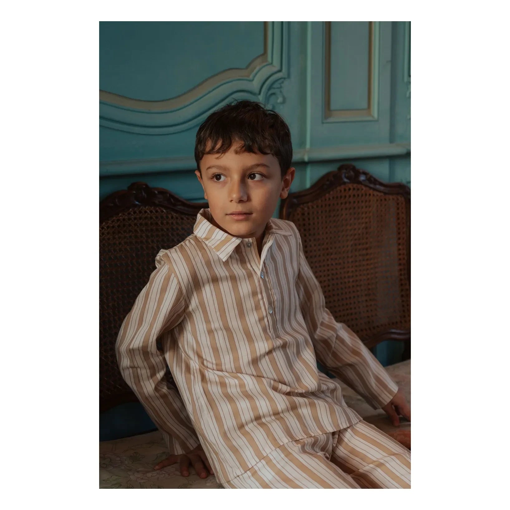 Risu Risu - Navigo Çizgili Organik Pamuklu Pijama | Doğal