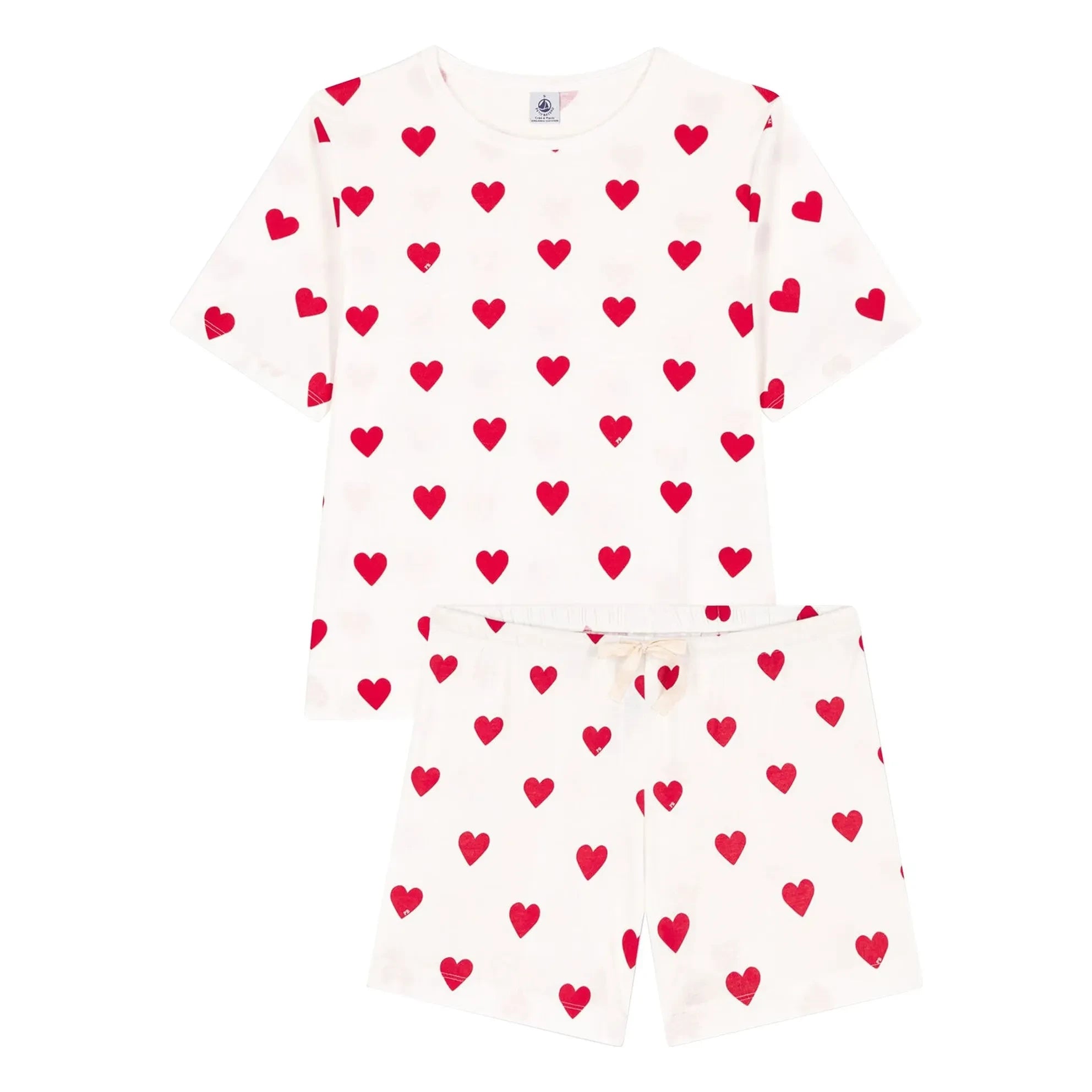 Petit Bateau - Shorts de pijama con corazones - Colección para mujer | Blanco