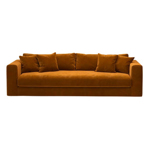 Sofá de 3 plazas Panac Edition - Bellechasse en terciopelo cepillado - 240 cm | Coñac
