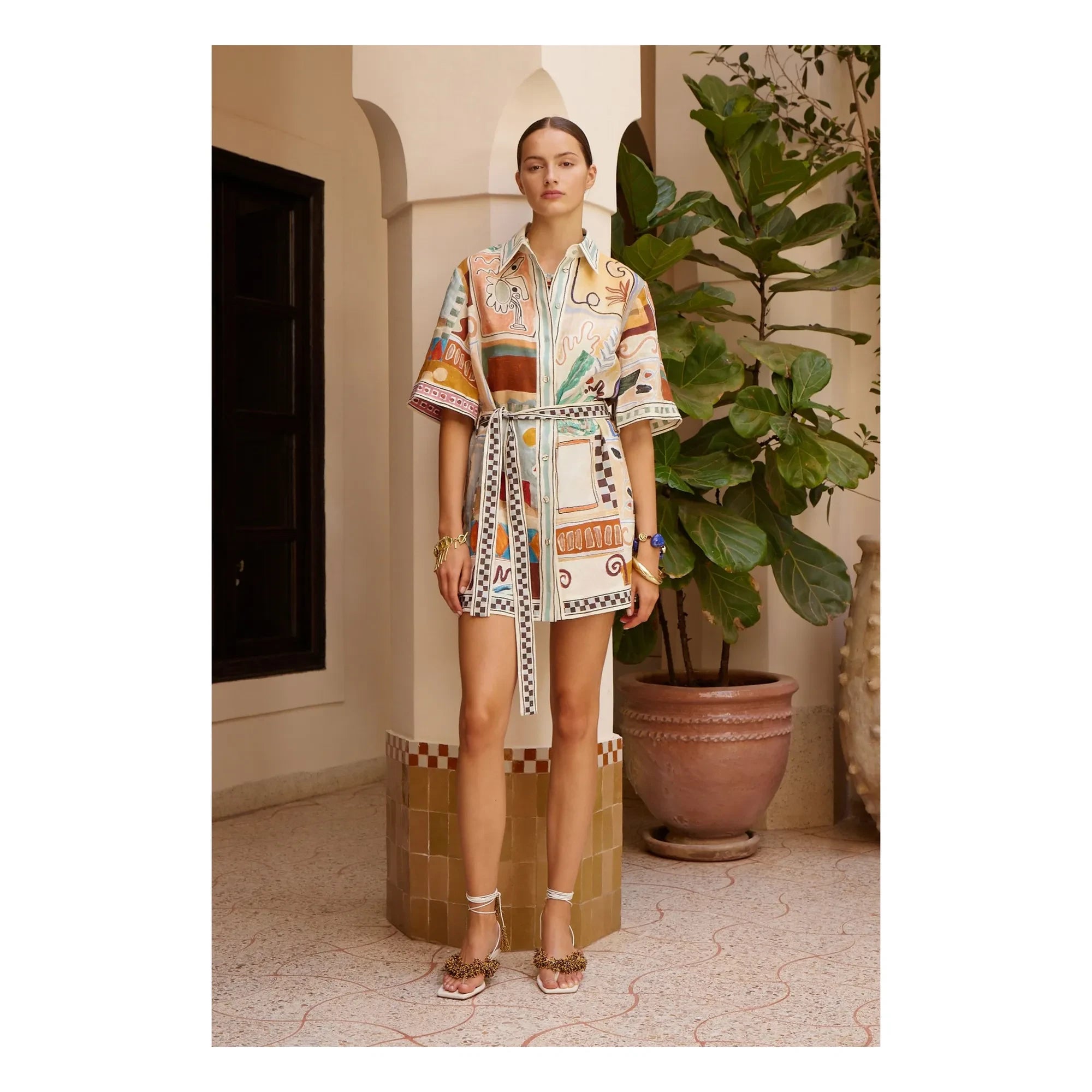Alémais - Michelle Vestido corto de lino | Azul claro