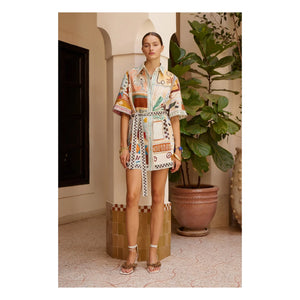 Alémais - Michelle Vestido corto de lino | Azul claro