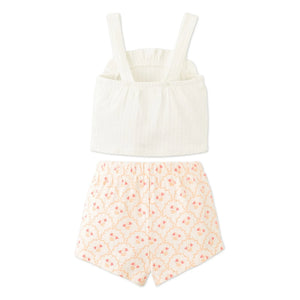 Gingersnaps - Conjunto de top con volantes y shorts Erica | Crudo