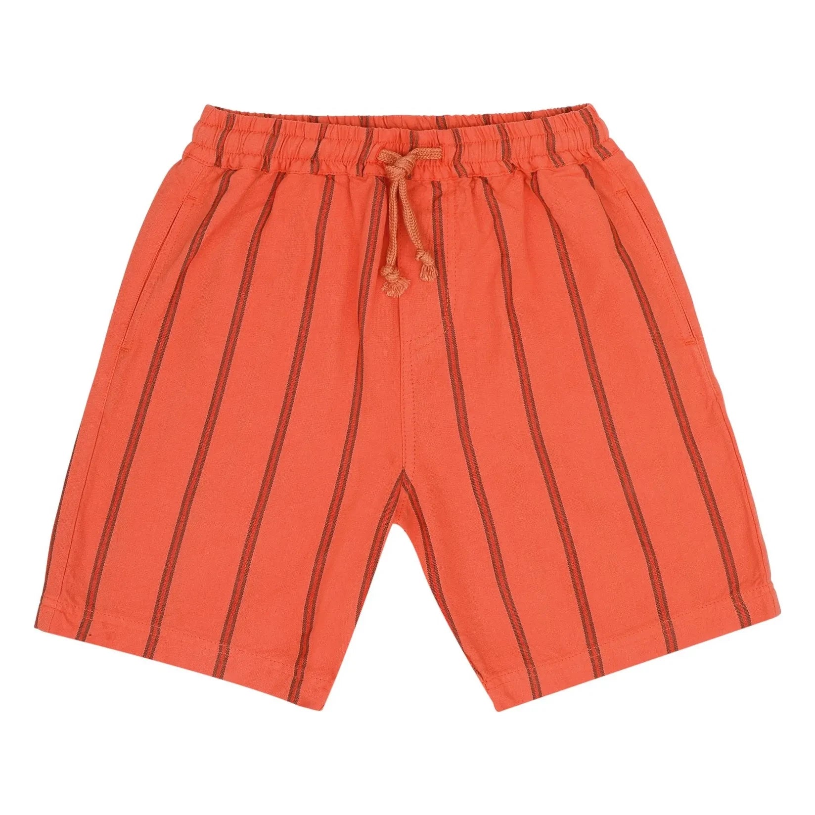 Jenest - Knox Shorts de Algodón Orgánico a Rayas | Rojo