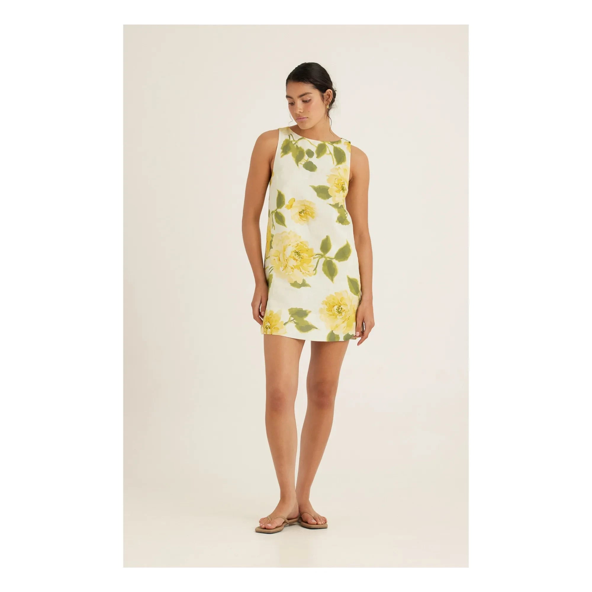 Peony - Vestido Recto de Lino | Amarillo