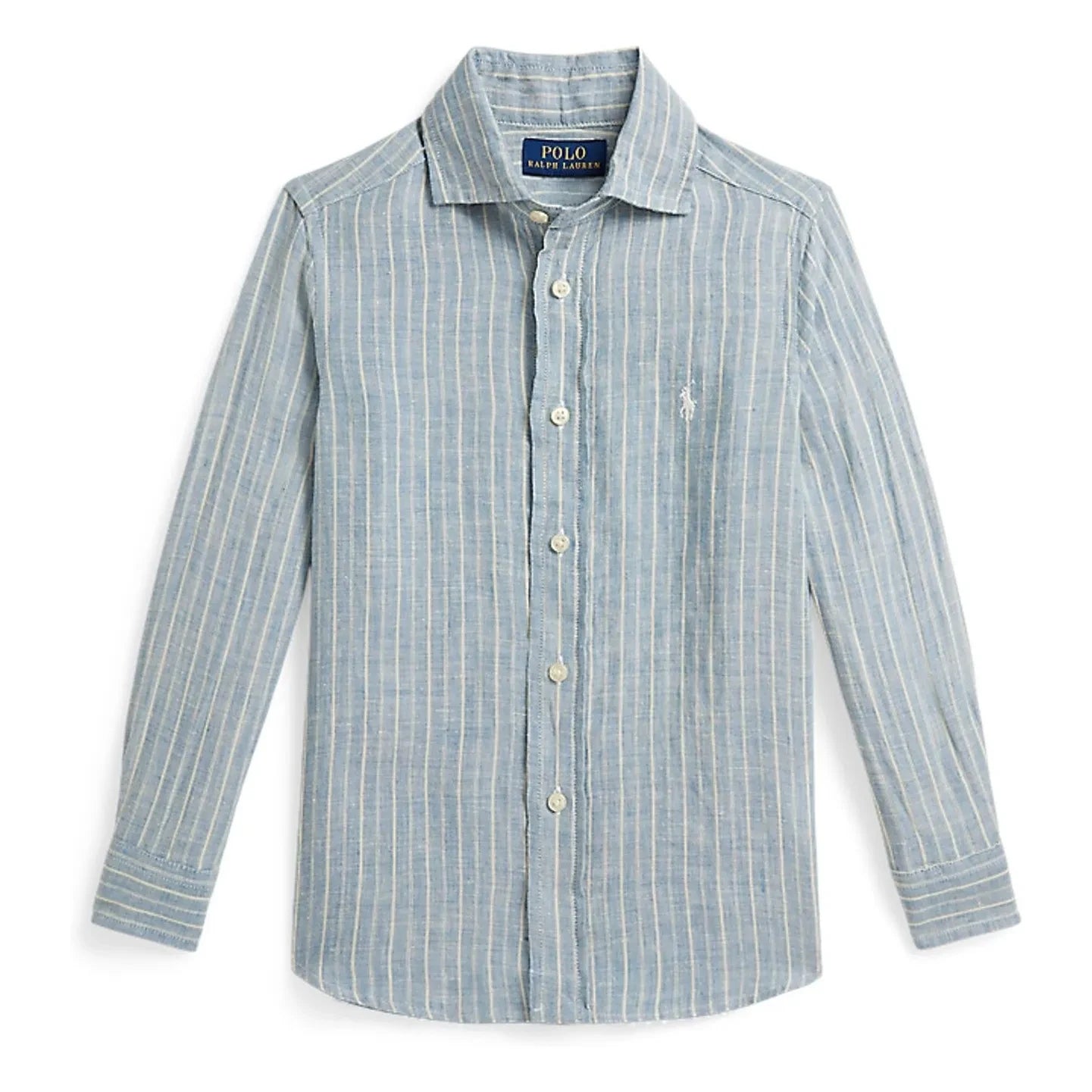 Ralph Lauren - Camisa De Lino A Rayas Con Logo Sport | Azul
