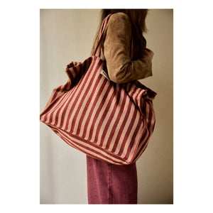 Gabrielle Paris - Bolsa de fin de semana de rayas Garance | Rojo