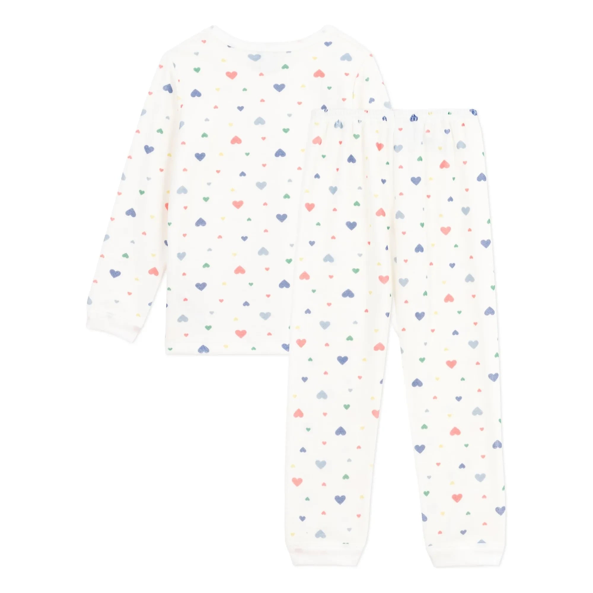 Petit Bateau - Conjunto de Pijama de Corazones de Algodón Orgánico | Blanco