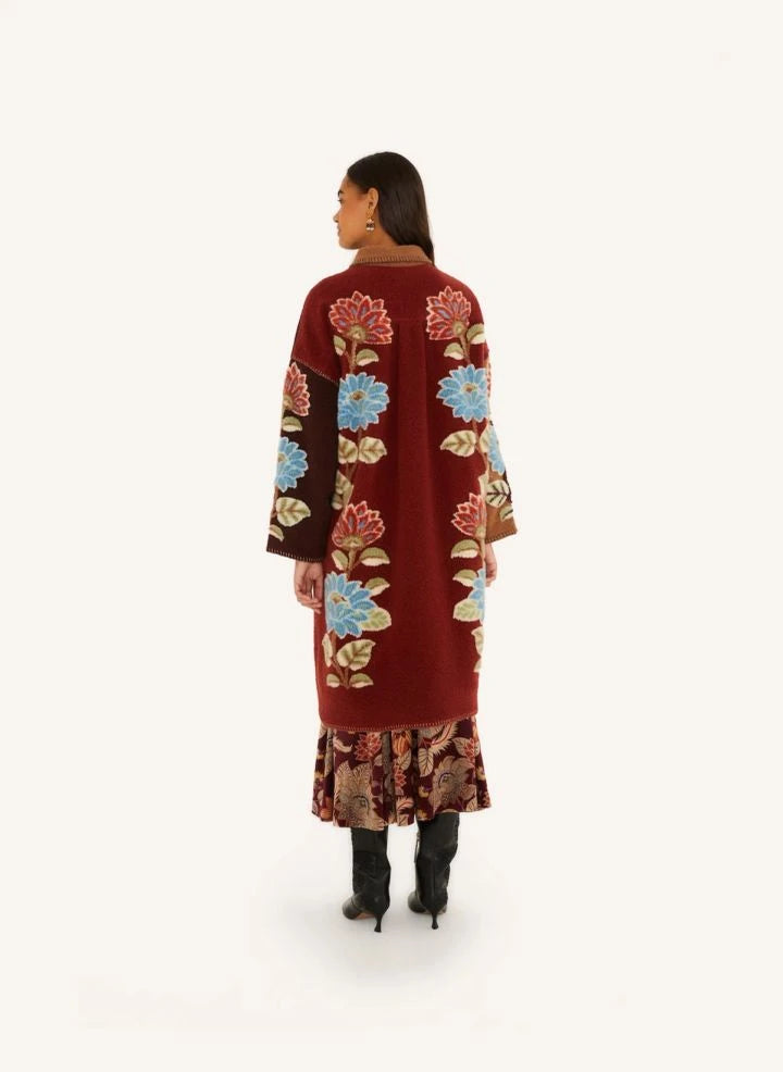Farm Rio - Abrigo Delhi con estampado floral | Marrón