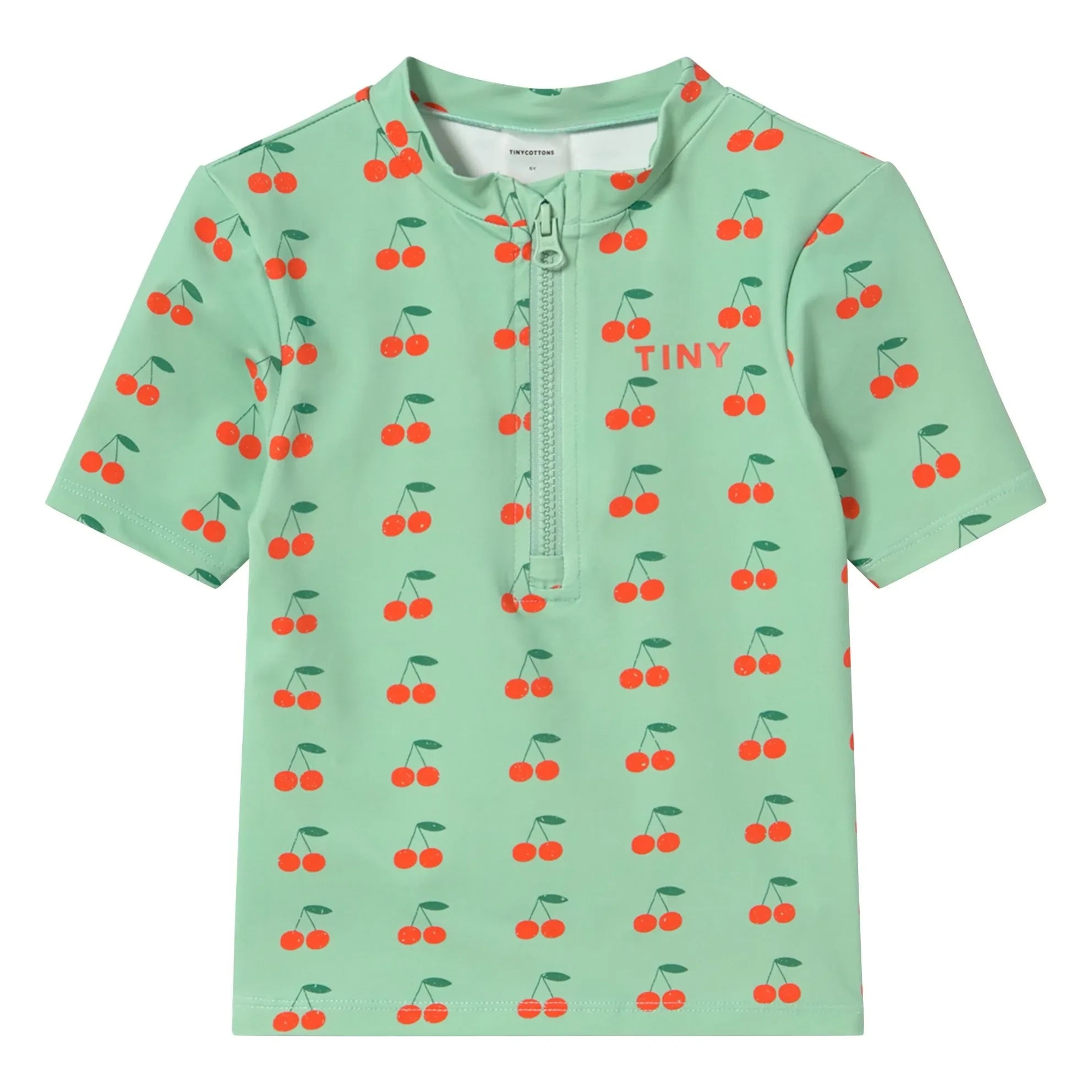 Tinycottons - Camiseta de baño con protección UV de cerezas | agua verde