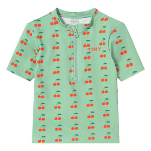 Tinycottons - Camiseta de baño con protección UV de cerezas | agua verde