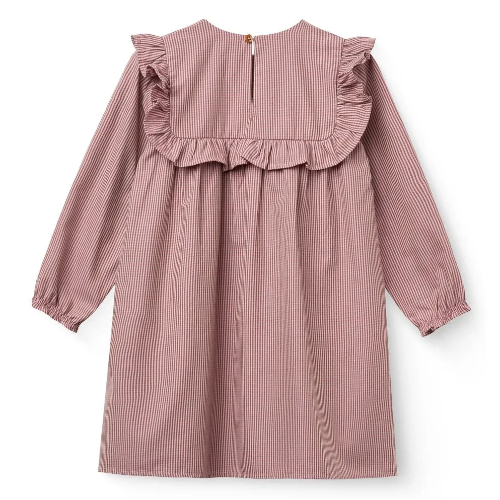 Copenhagen Colors - Vestido de cuadros con bordado | Rosa