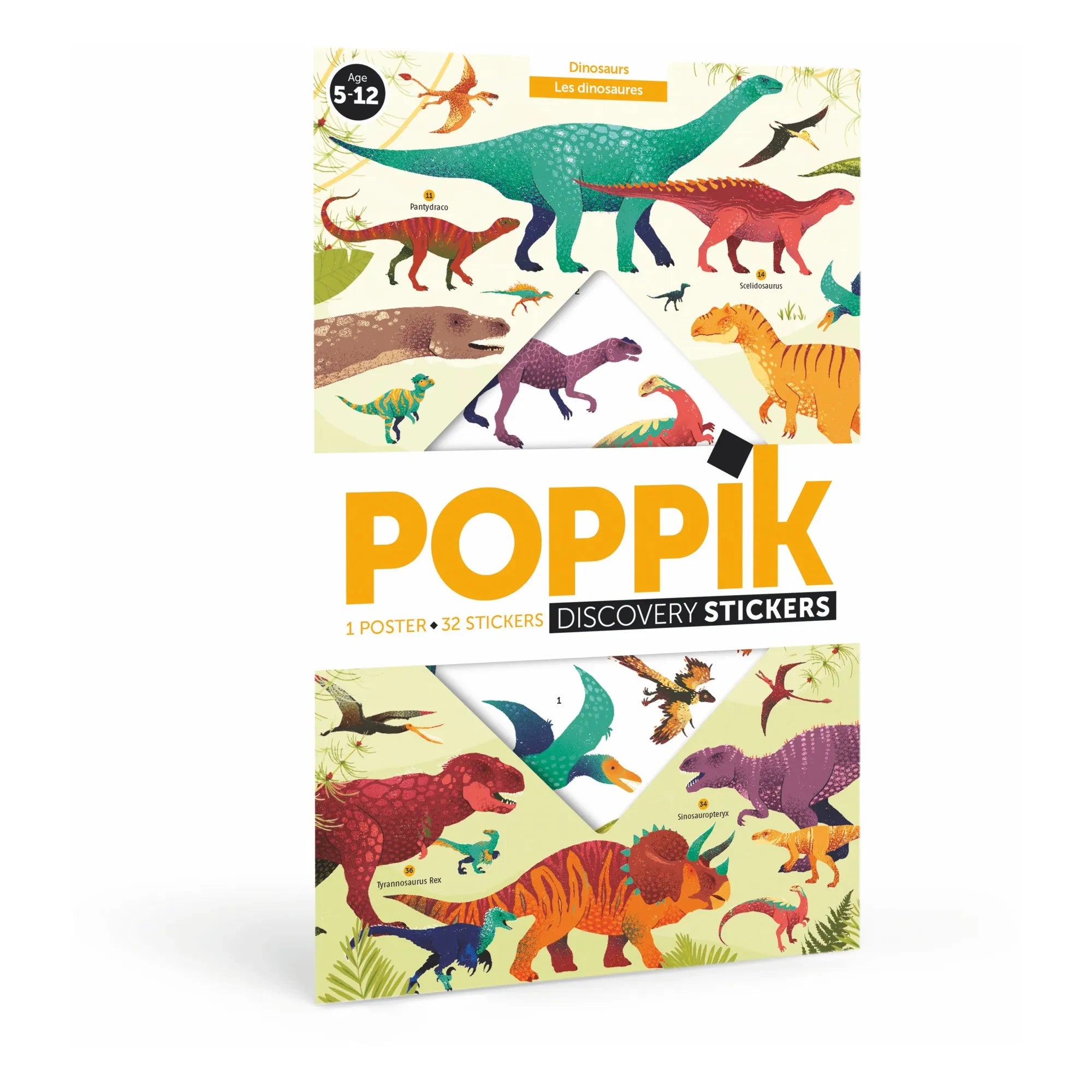 Poppik - Póster de pegatinas de dinosaurios