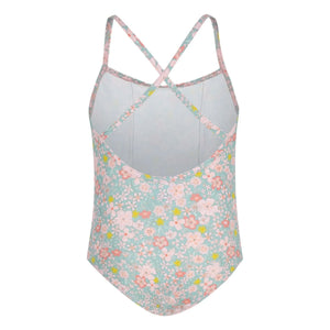 Petit Bateau - Traje de baño con volantes y estampado floral | Turquesa