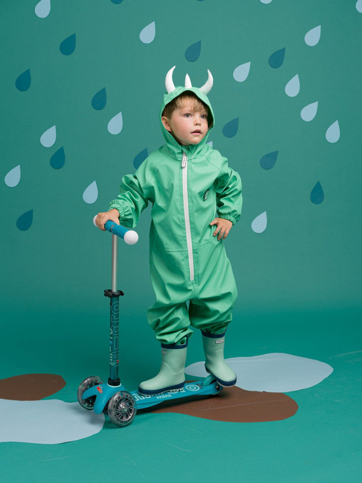 Dinoski - Traje de chaqueta y peto de lluvia con diseño de dinosaurio Spike - 1-2 AÑOS