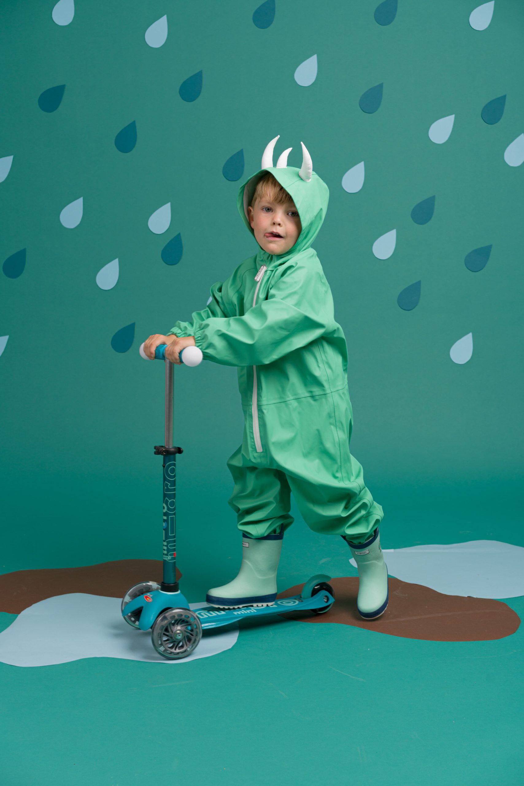 Dinoski - Traje de chaqueta y peto de lluvia con diseño de dinosaurio Spike - 1-2 AÑOS