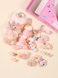 Dinossi - Set de 18 pinzas y accesorios para el pelo de niña con diferentes diseños