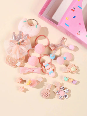 Dinossi - Set de 18 pinzas y accesorios para el pelo de niña con diferentes diseños