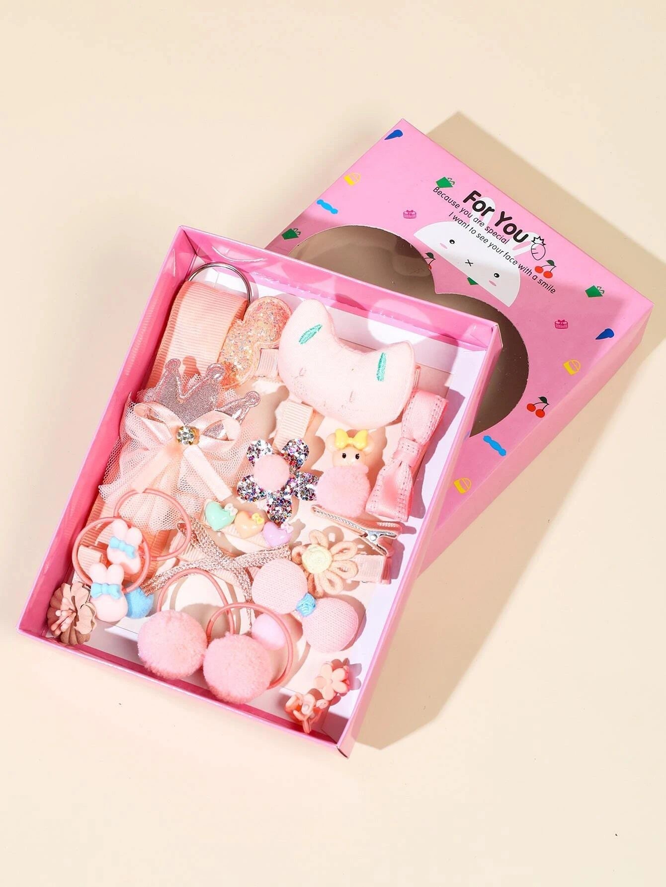 Dinossi - Set de 18 pinzas y accesorios para el pelo de niña con diferentes diseños