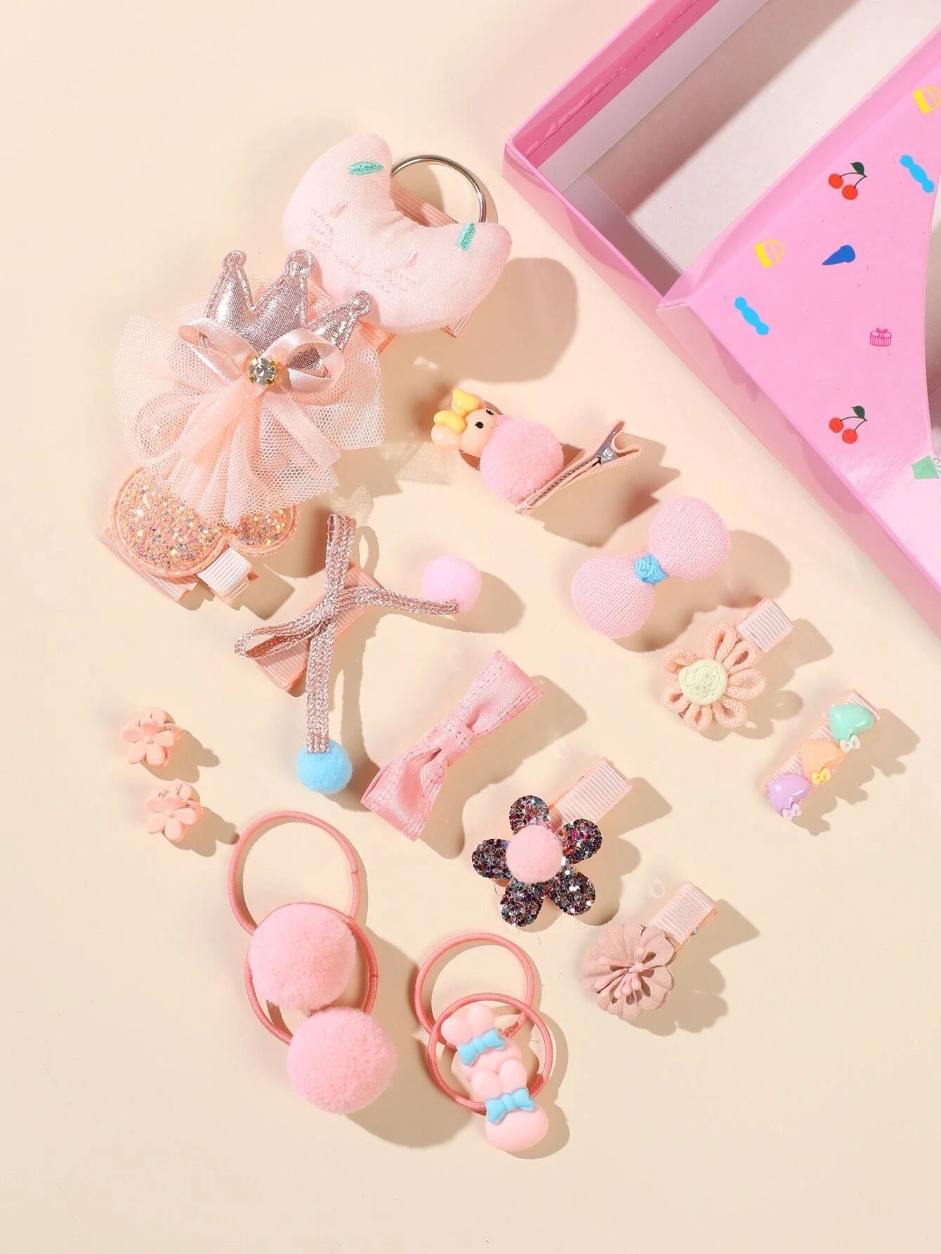 Dinossi - Set de 18 pinzas y accesorios para el pelo de niña con diferentes diseños