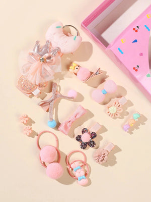Dinossi - Set de 18 pinzas y accesorios para el pelo de niña con diferentes diseños