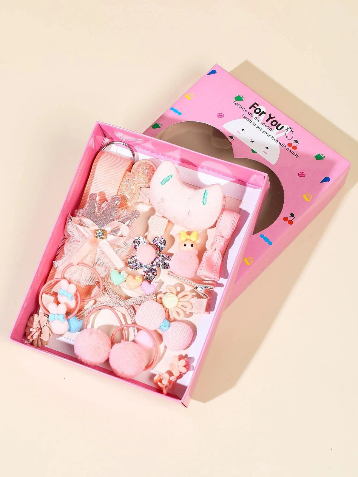 Dinossi - Set de 18 pinzas y accesorios para el pelo de niña con diferentes diseños