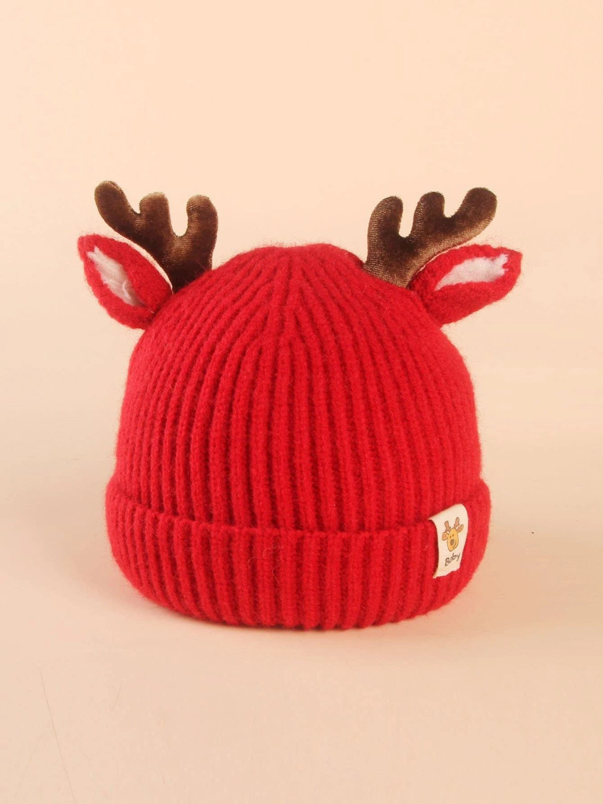 Dinossi - Gorro para niños con cuernos y orejas de ciervo, rojo