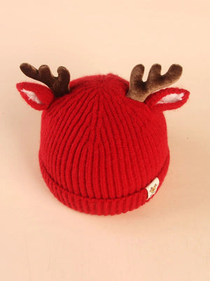 Dinossi - Gorro para niños con cuernos y orejas de ciervo, rojo