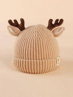 Dinossi - Gorro Infantil de Reno con Cuernos y Orejas Crema