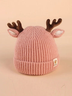 Dinossi - Gorro de punto rosa con cuernos y orejas de ciervo para niños