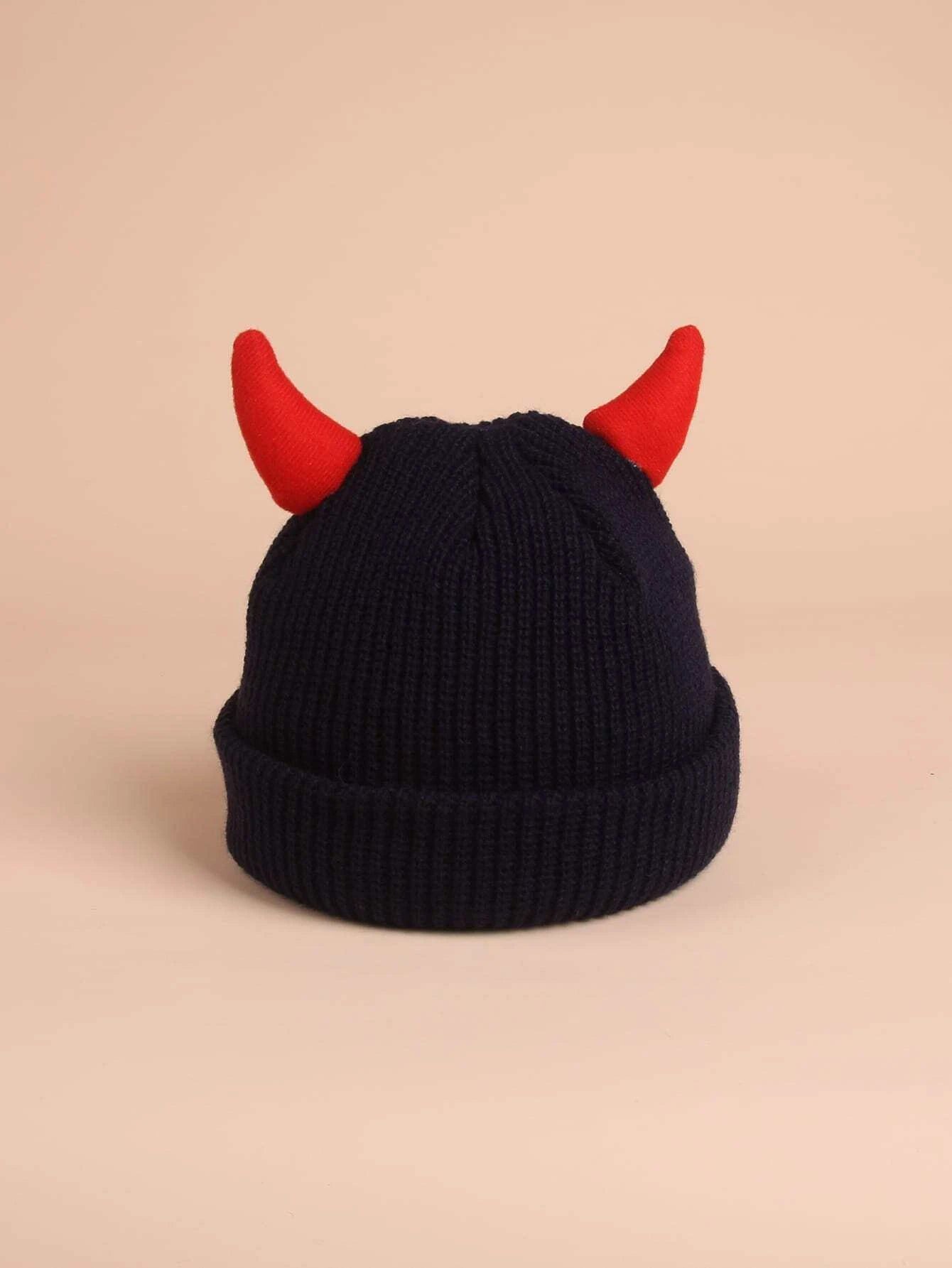 Dinossi - Gorro Negro de Niño con Cuernos Rojos