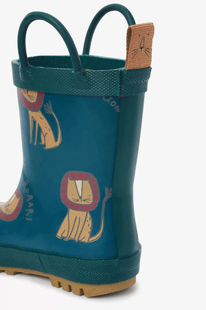 Dinossi - Botas de agua para niño con asas, color azul marino, modelo dulce león - 28