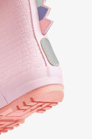 Dinossi - Botas de Lluvia y Nieve para Niña, Polar, Suela Blanda, Dinosaurio Rosa con Asa - 30.5